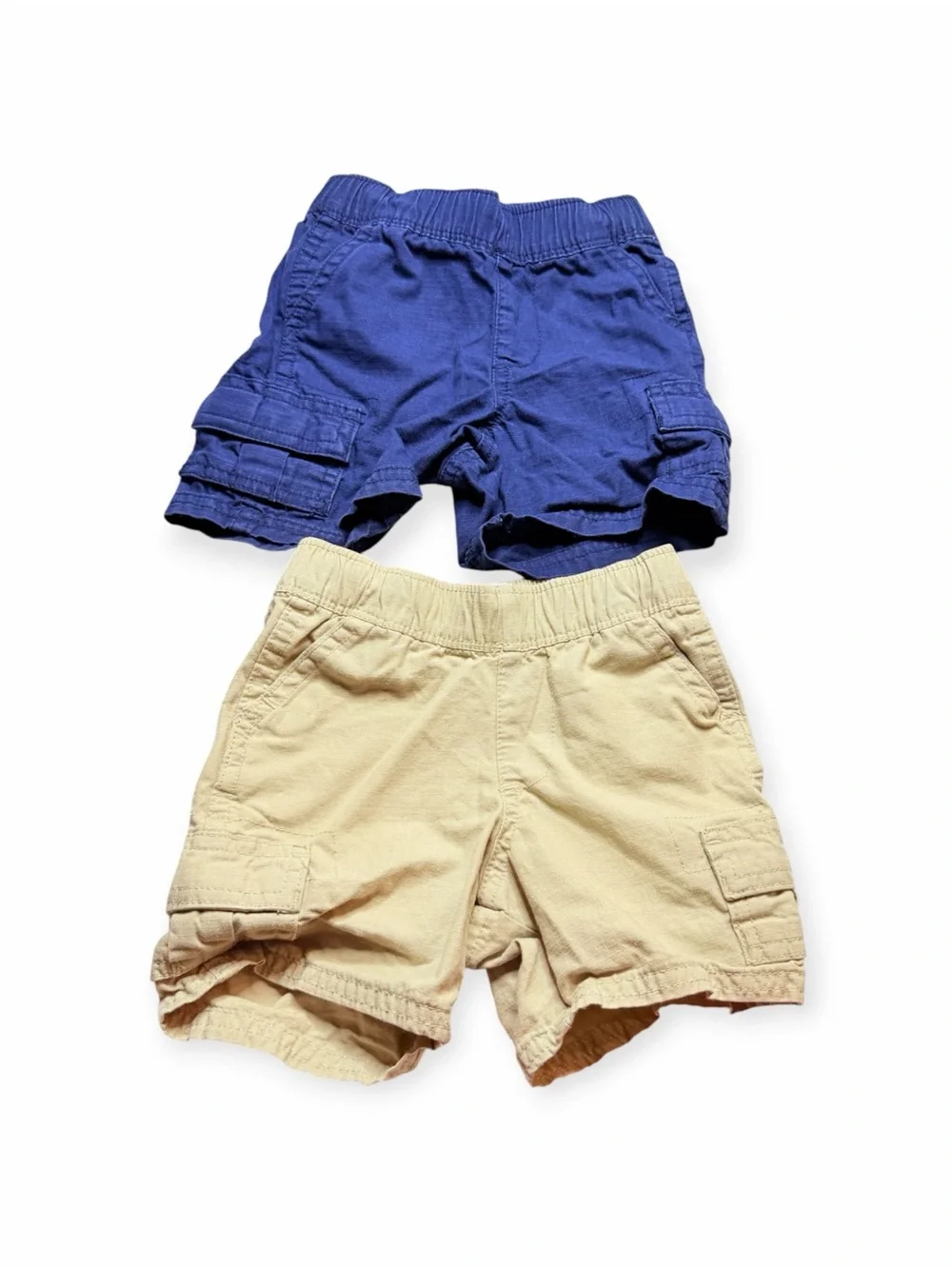 The Children’s Place Boys Cargo Shorts Lot of 2 Size 9-12M Blue Khaki Cotton